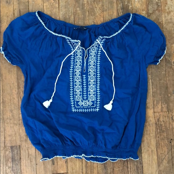 American Eagle Outfitters Tops - Royal blue peasant top